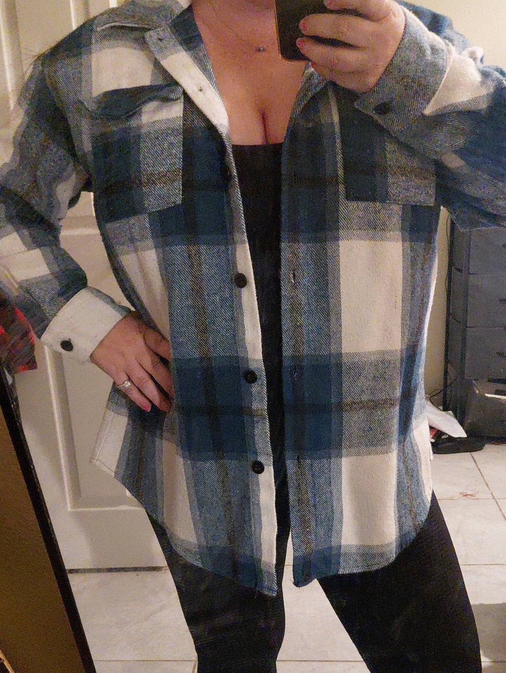 Ragmont Blue and White Thick Plaid Button-Down Shirt